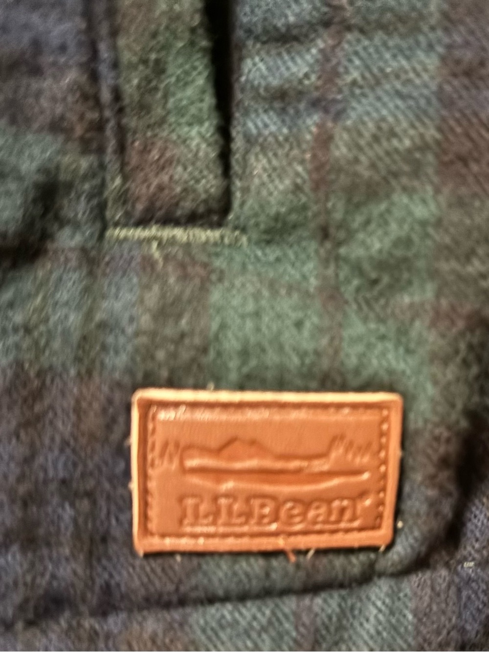 LL Bean Navy and Green Plaid Flannel Relaxed Zip Hoodie - Picture 6 of 6